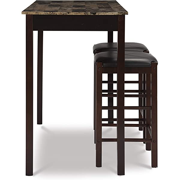 Linon Black 3 Piece Faux Marble Tavern Set