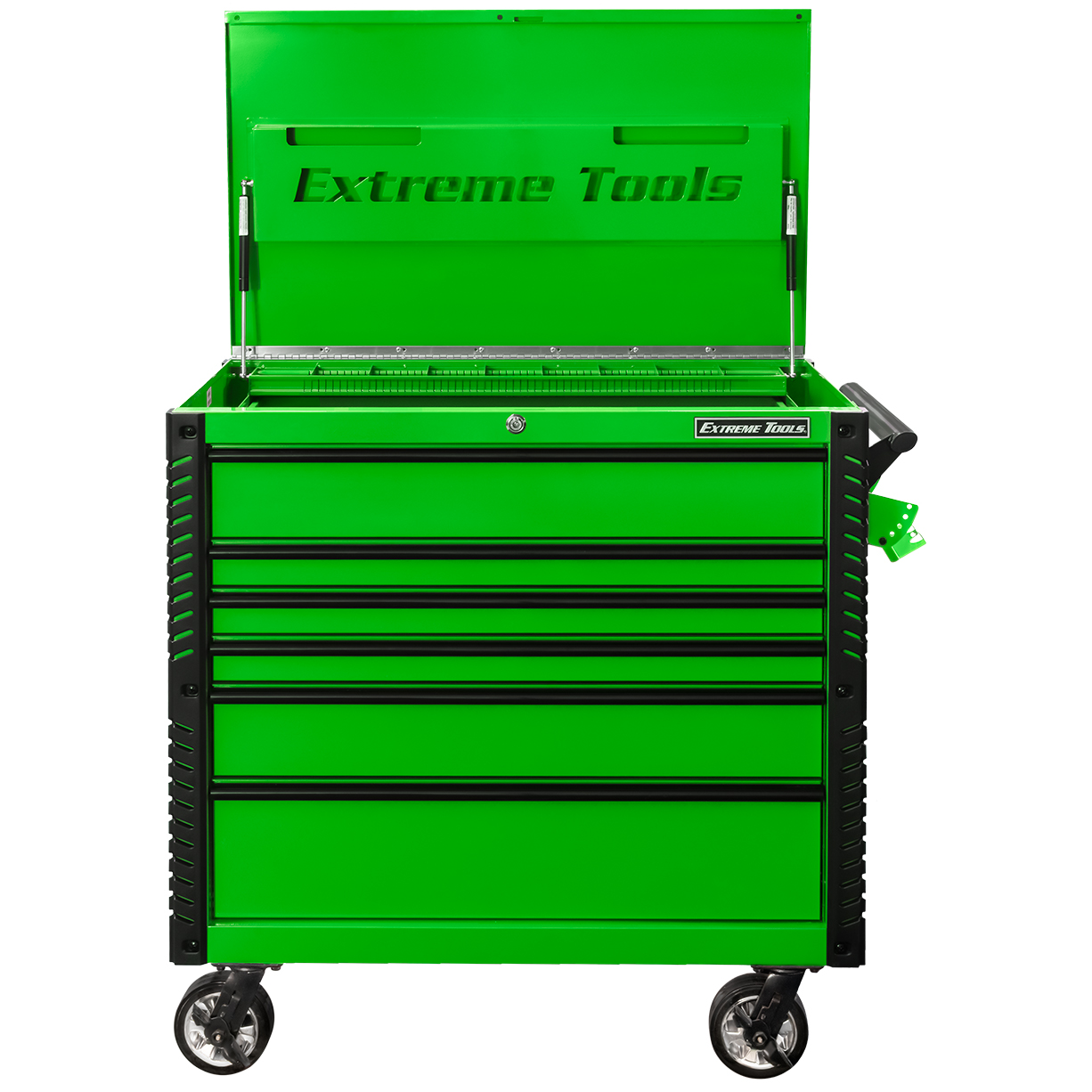 used toolboxExtreme Tools 41 6-Drawer Deluxe Tool Cart with Pry Bar Holders And Flip Top
