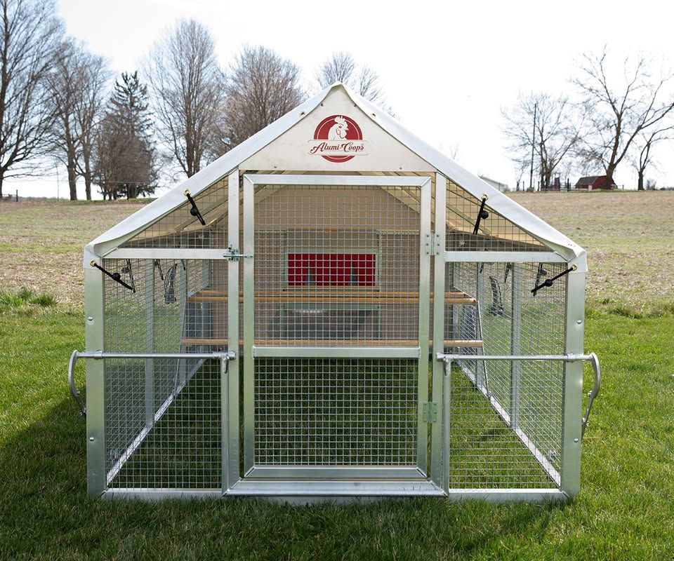 Chicken Coop, Large Metal Walk-in Poultry Cage Kenne with Waterproof Cover