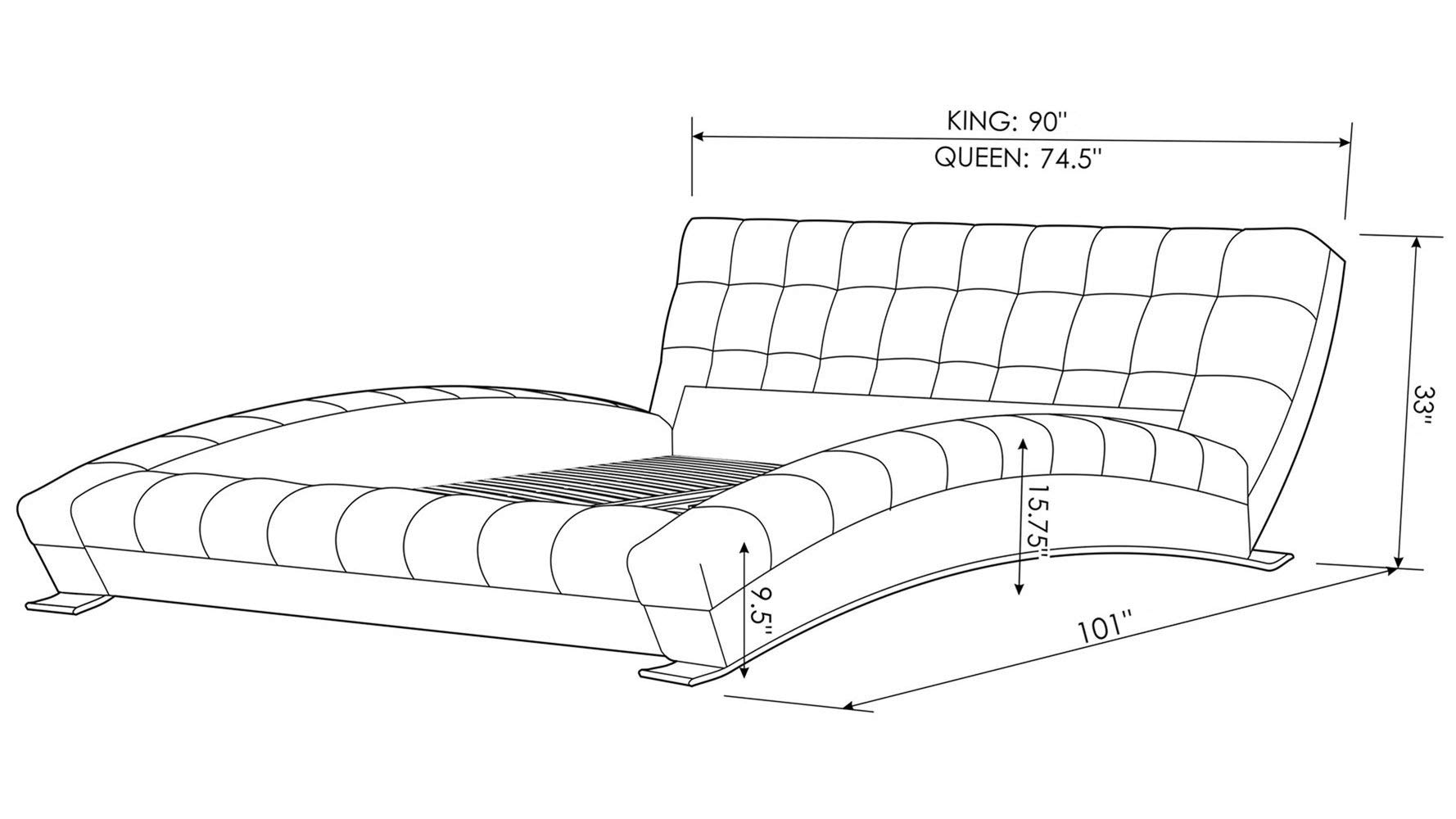 【Furniture】Modern Adonis Black Tufted Genuine Leather Platform Bed - King